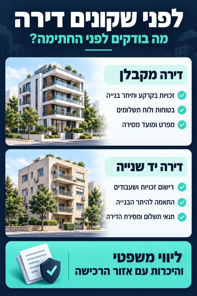 בדיקות לפני קניית דירה מקבלן או יד שנייה